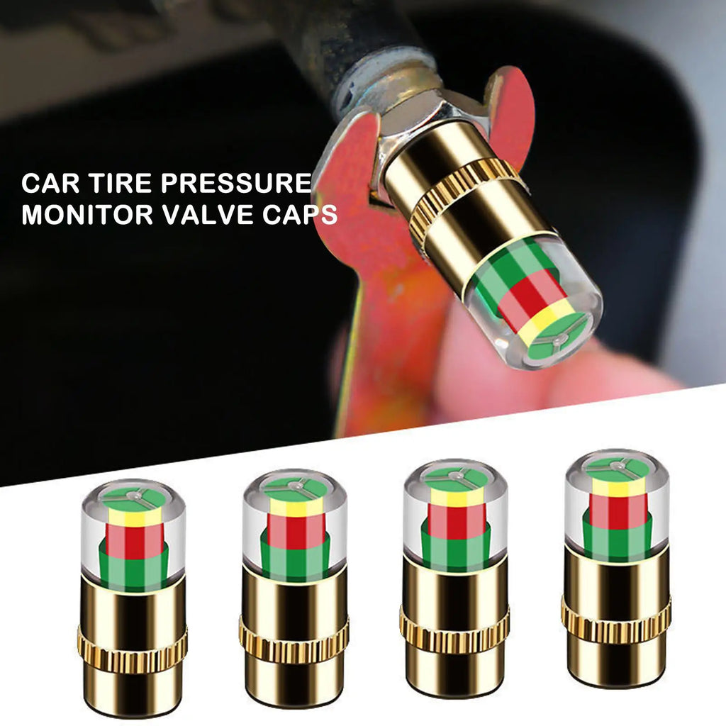 Cars Tire Air Pressure Monitor Alert 4Pcs/set Indicator Tire Valve Cap Gauge Car Accessories Car Tyre Pressure Gauge Caps Usefu Qme