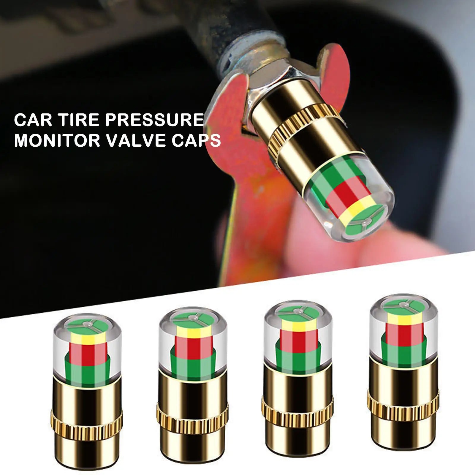 Cars Tire Air Pressure Monitor Alert 4Pcs/set Indicator Tire Valve Cap Gauge Car Accessories Car Tyre Pressure Gauge Caps Usefu Qme