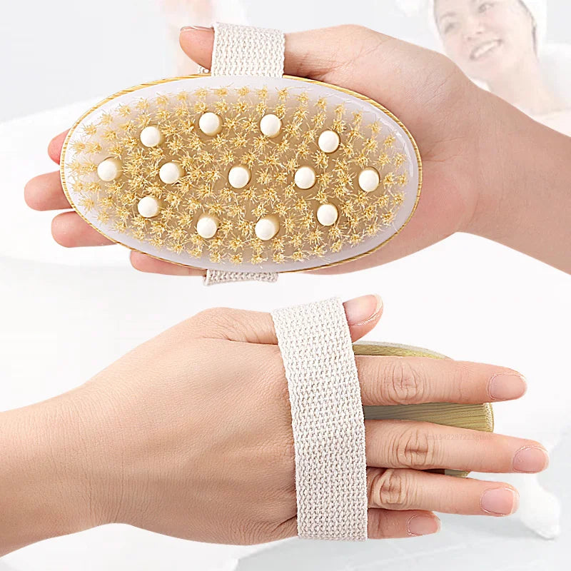 1 Dry Skin Body Massage Brush Natural Bristle Dead Remover Anti Qme