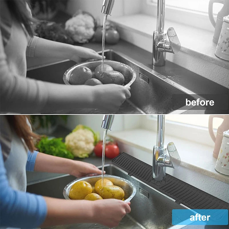 Silicone Sink Splash Guard Slope Upgraded Faucet Mat Gadgets-splash Qme