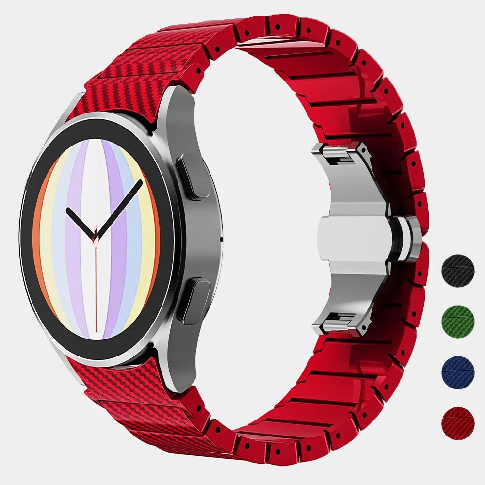 No Gaps Carbon Fiber Strap For Samsung Galaxy Watch 6 Classic 43 47mm 6/5 40 44mm 42 46mm Bracelet For Watch 5Pro Quick Fit Band Qme