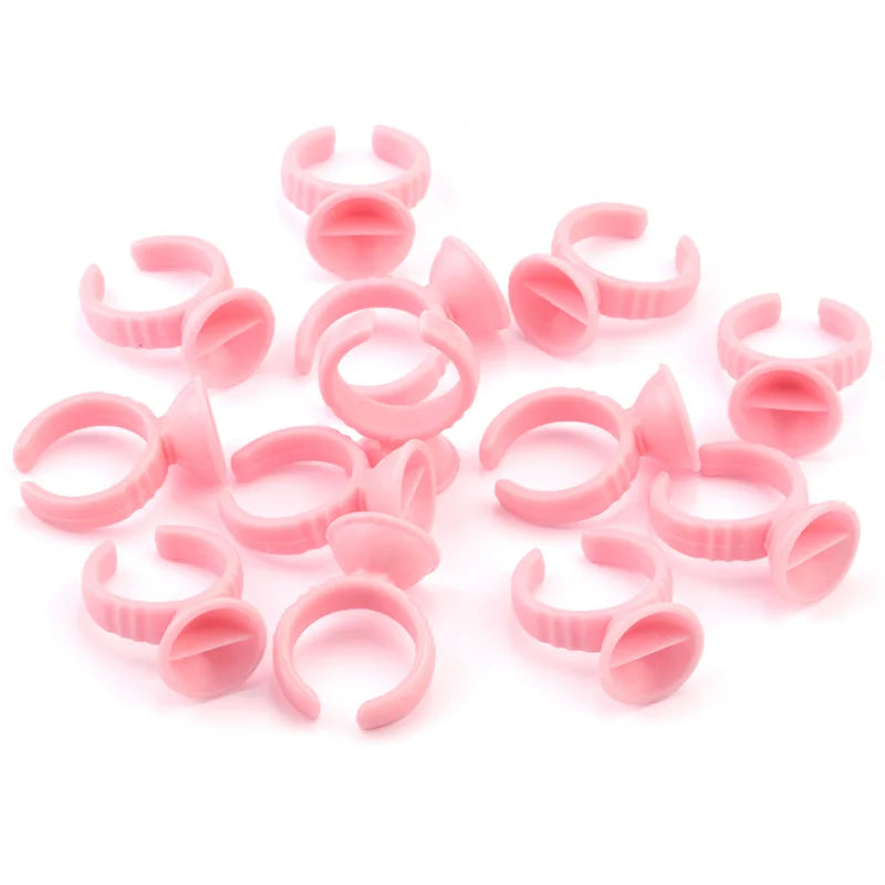 100pcs Disposable Glue Rings Plastic Permanent Makeup Pigment Holder Pallet For Tattoo Eyelash Extension Glue Divider Container Qme