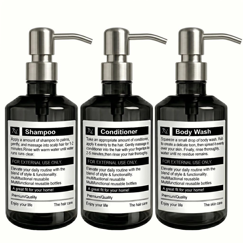 Bathroom Dispenser Bottles for Shampoo Conditioner Body Wash Refillable Pump Bottles for Home Hotel Spa Bathroom Shower Dispense Qme silver