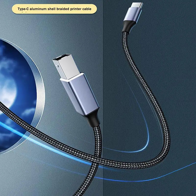USB-C USB B 2 0 Printer Cable High-speed Braided Reliable Data Qme