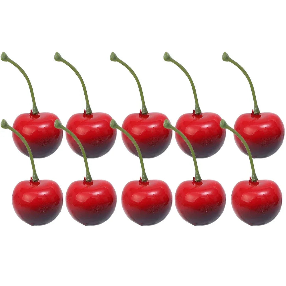 50/10Pcs Artificial Fruit Model Fake Cherry Simulation Cherry Ornament Craft Food Photography Props Party Decor Home Decoration Qme 50 PCS Red and Black