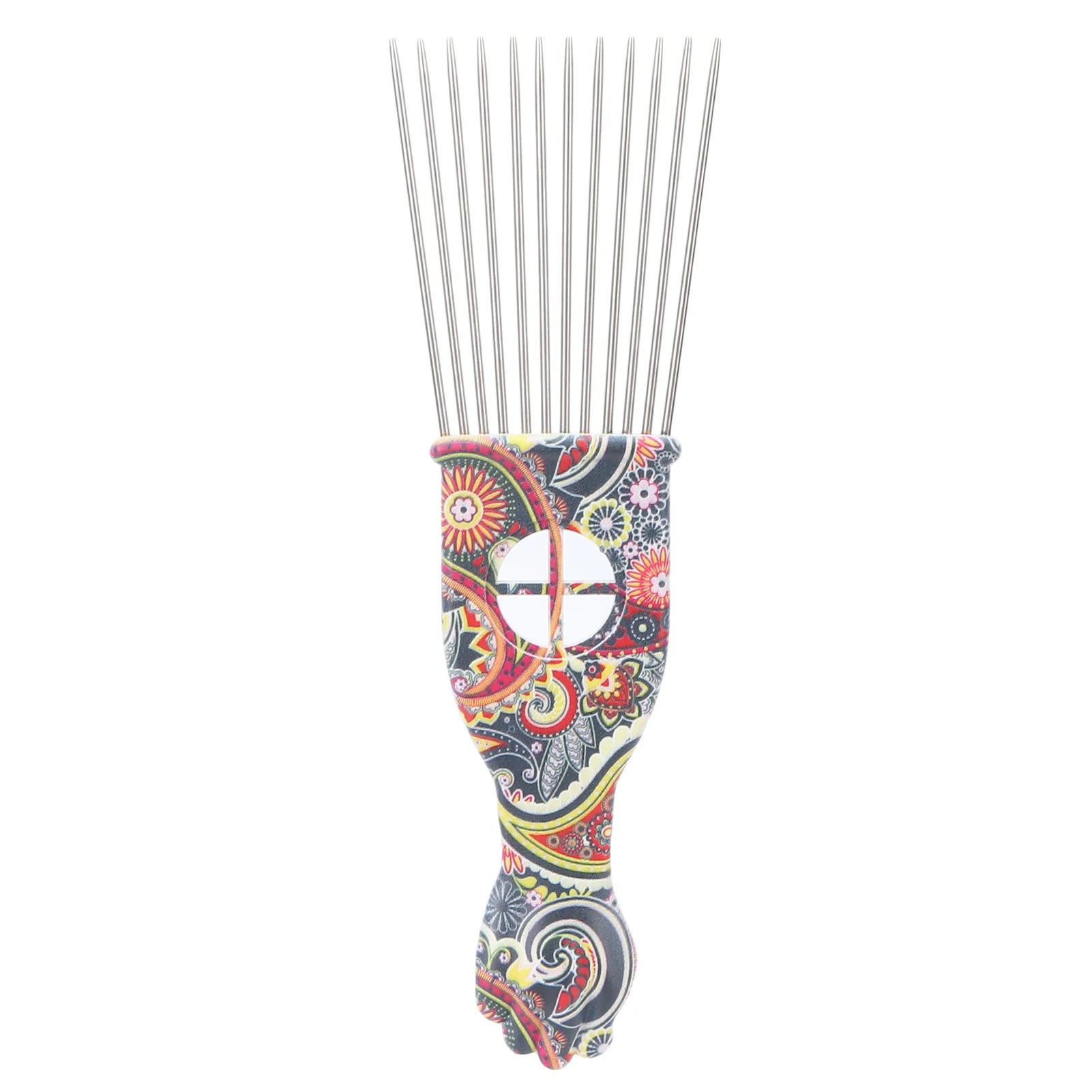 Afro Comb Afro Hair Pick Comb Hair Pick Comb Professional Afro Stainless Steel Detangle Hair Pick Comb for Curly Hair Styling Qme K2
