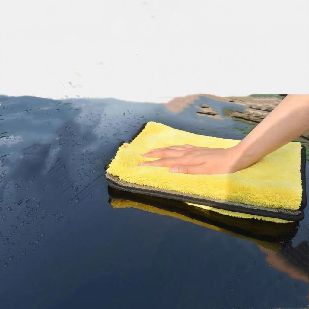 Car Towel Grayish Yellow Double Sided Car Washing Towel Water Absorption Cleaning Cloth Professional Thicken Drying Towel Qme