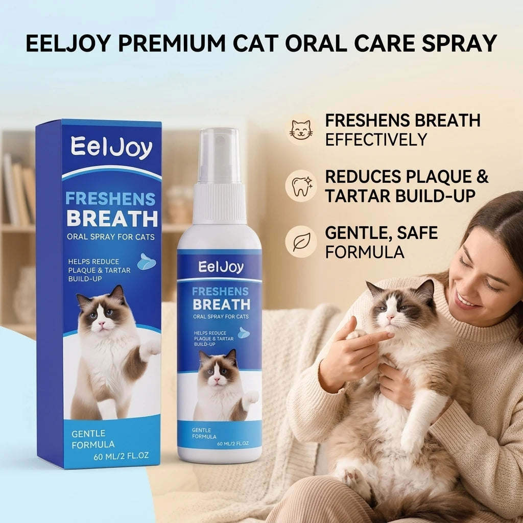 Cat Oral Care Spray Remove Plaque Reduce Tartar Build‑up Eliminate Bad Breath Easy‑to‑use Gentle Formula Mouth Cleaning Solution Qme
