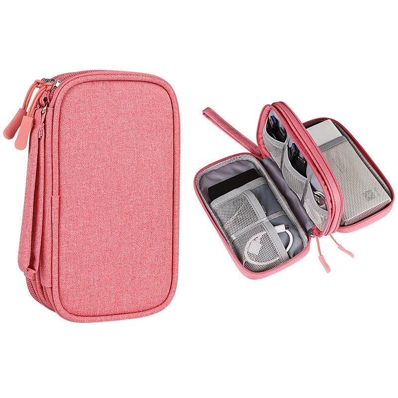 Portable Travel Digital Product Storage Bag Organizer Multi-layer Headset Cable Handbag Charging Treasure USB Data Cable Bag Qme