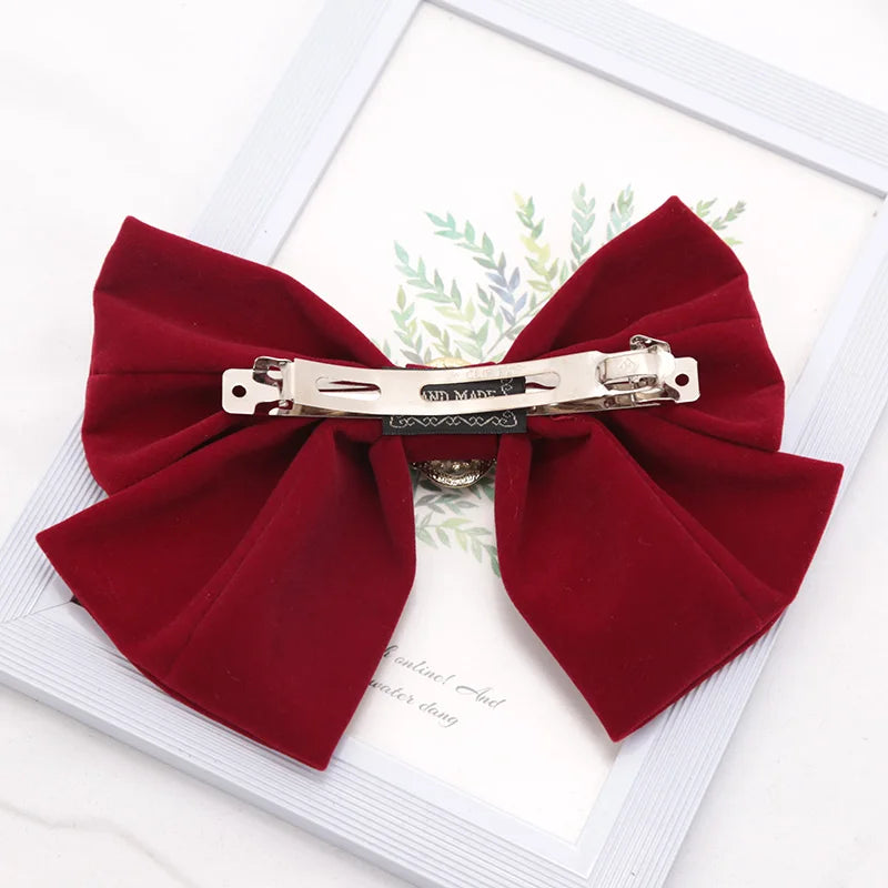Black Velvet Bow Hairpin Elegant Fabric Roses Hair Clips Girls Women Qme