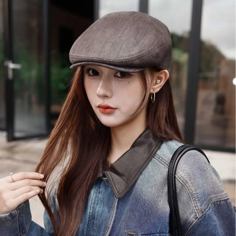 Vintage Canvas Cap Organic Cotton Linen Artist Hat Unisex Retro Qme