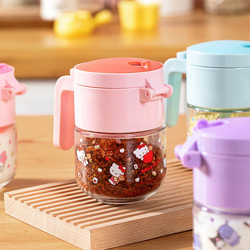Hello Kitty Kuromi Salt Shaker and Spice Jar Set Glass Kitchen Spice Jars with Moisture-Proof Seals Salt Portioning Bottles Qme 3