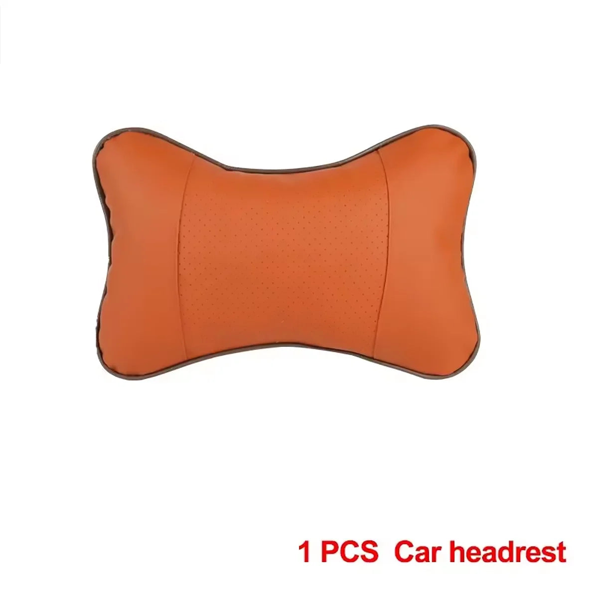 Car Neck Pillow Leather Headrests Both Sides Relieve Headaches Filled Qme Orange