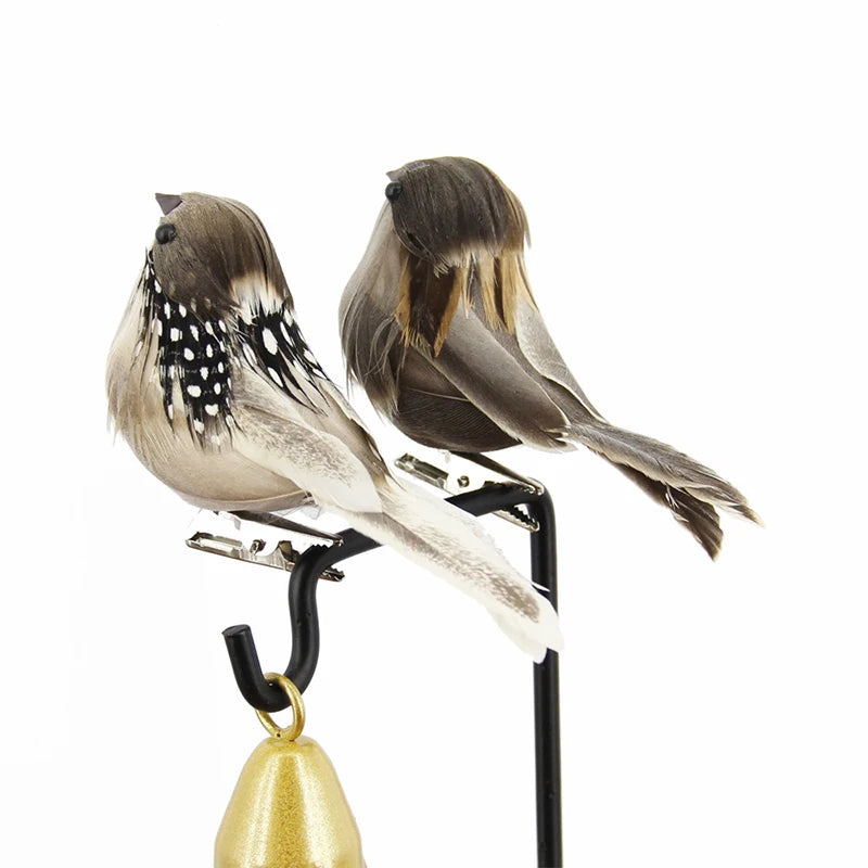 Tree Outdoor Yard Ornaments Random Artificial Feathered Birds Feather Qme