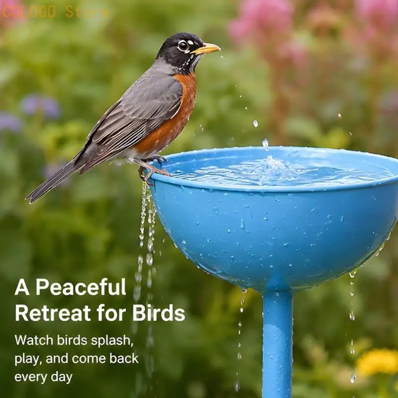 Outdoor Bird Bath Bowl 3 Metal Garden Stakes Raised Feeder Water Qme