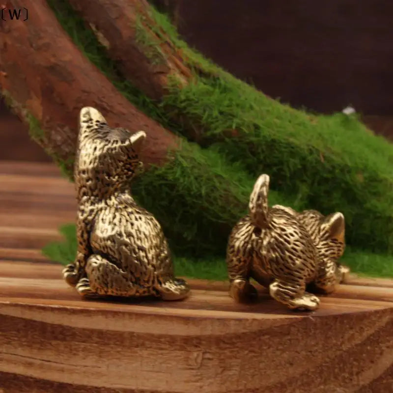 Vintage Brass Cat Ornaments Office Desktop Decoration Ornaments Cat Tea Pets Metal Cat Ornaments Handicrafts HomeDecor Wholesale Qme