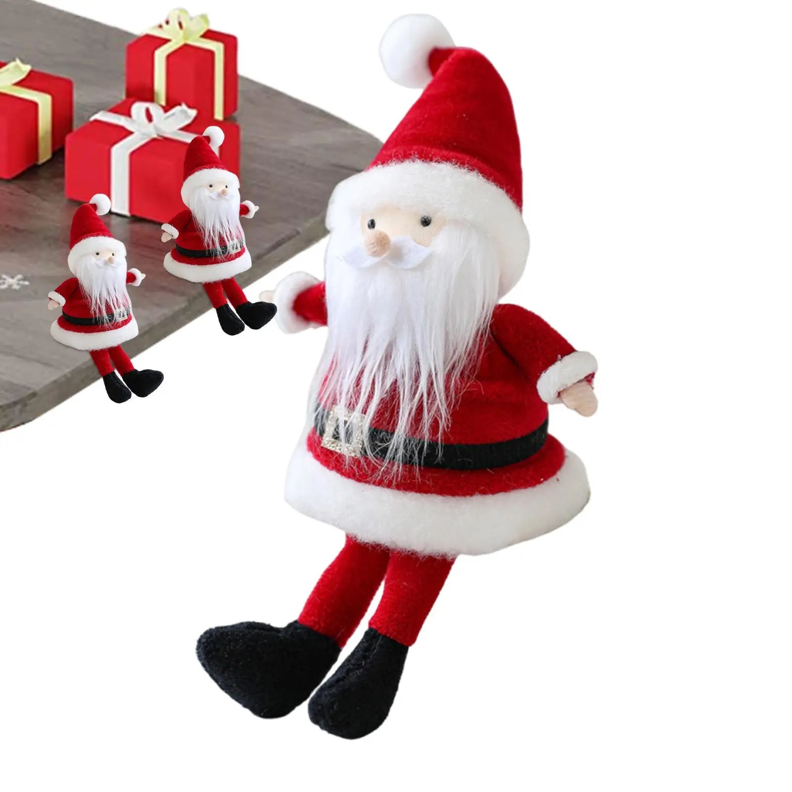 1pcs cartoon Santa Doll Soft Christmas Santa Claus Sitting Plush Ornament Decoration For Car Shelf Home Living Room Indoor Qme