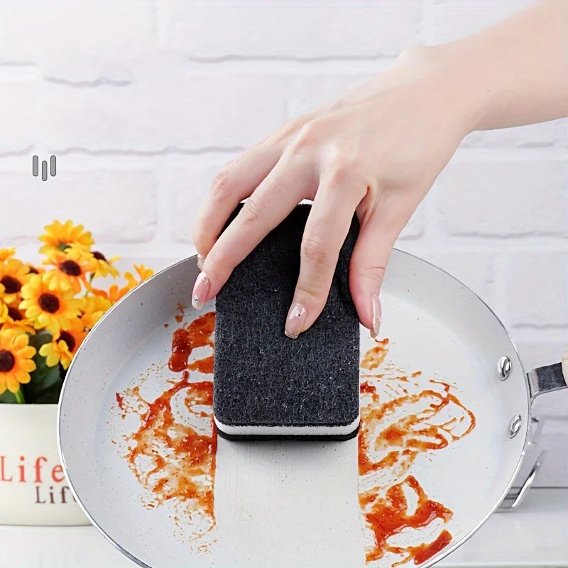 20pcs Dishwashing Sponge Wipe Black Clip White Double-sided Thickened Sponge Block Kitchen Cleaning Dishwashing Cloth Rag Brush Qme