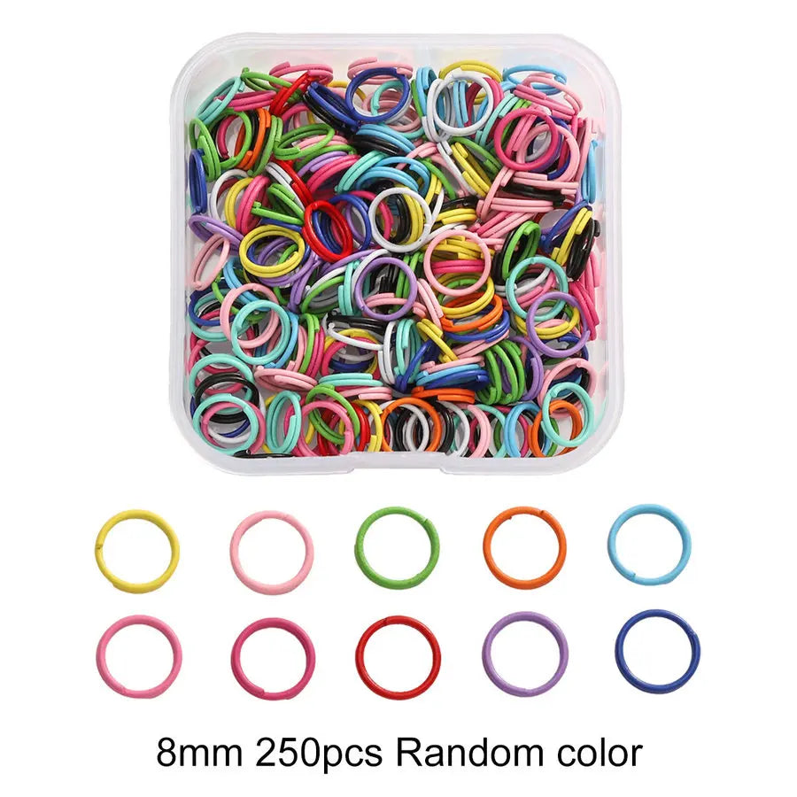 Colored DIY Jewelry Accessories Set Bead Keychain Open Jump Rings Lobster Clasp Hooks Small Screw Eye Pins for Jewelry Making Qme Double Jump Rings