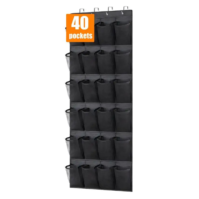 24 28 35 40 Large Mesh Pockets Hanging Shoe Organizer Closet Rack Qme 24 grids Black