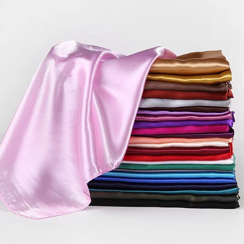90 Big Headwraps Solid Colors Neckerchief Hijab Women Satin Headband Qme