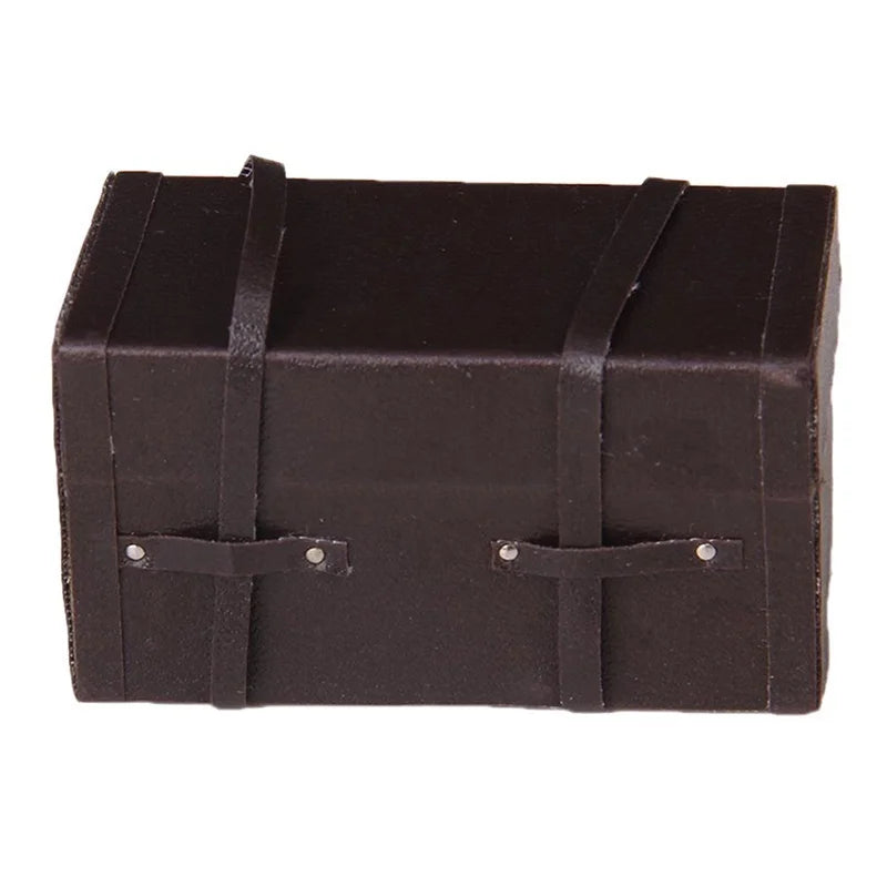 1 12 Dollhouse Miniature Vintage Leather Wood Suitcase Mini Luggage Qme