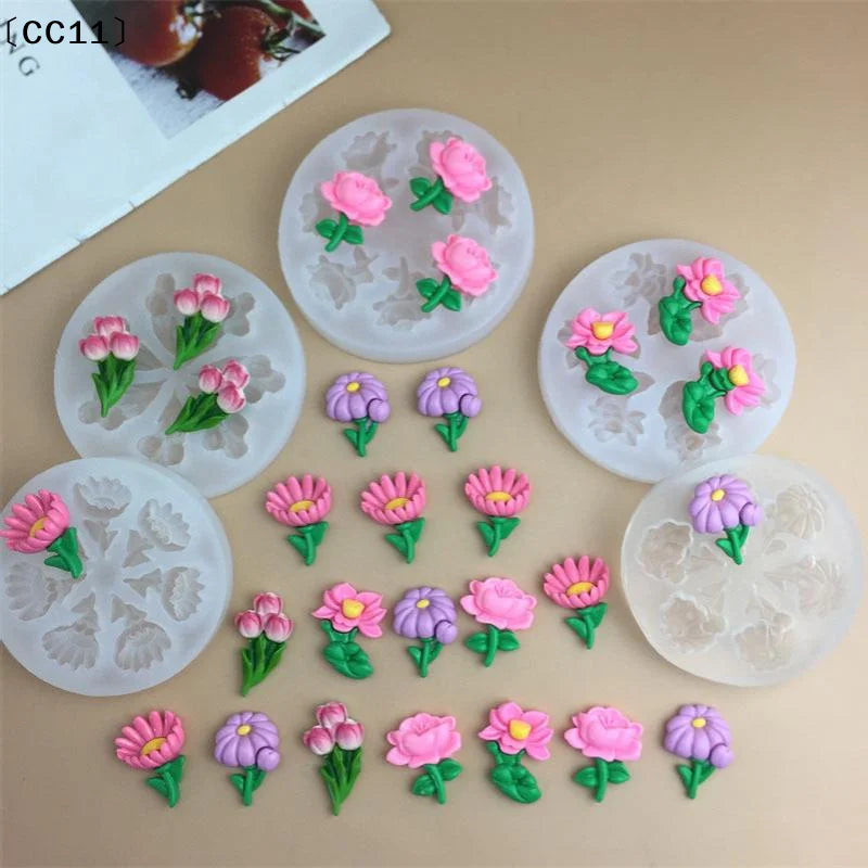 Flower Tulip Silicone Sugarcraft Mold Resin Tools Chocolate Cupcake Qme