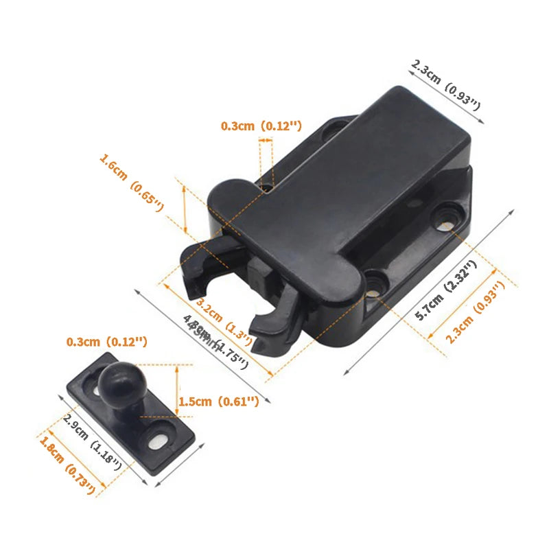 4 6 Push Open Door Catch Kitchen Cabinet Touch Latch Release Drawer Qme Black