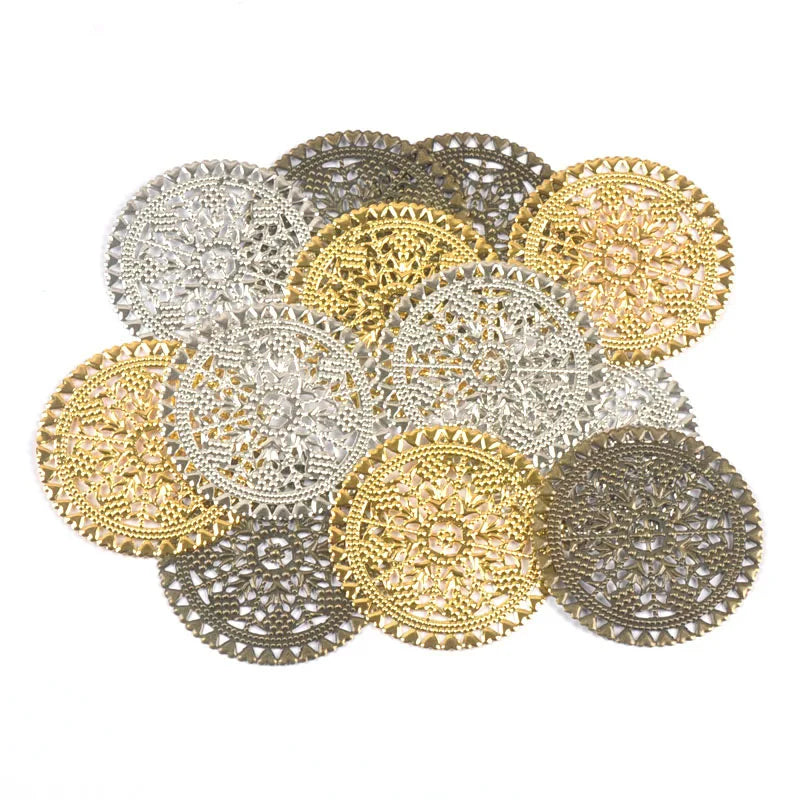 10Pcs Round Metal Crafts Filigree Flower Wraps Connectors For Making Scrapbook DIY Embellishments Handicraft Home Decor yk0896 Qme