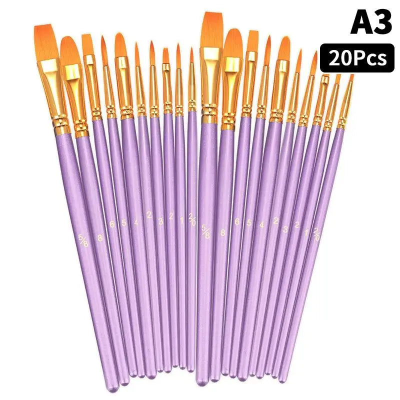 Detail Painting Brushes Professional Round Flat Nylon Hair Watercolor Qme A3