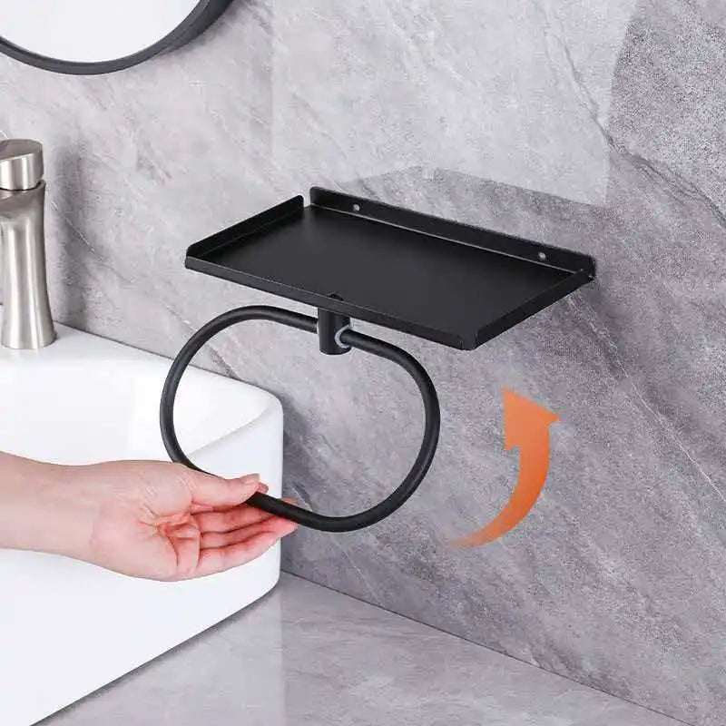 1 Storage Towel Rack Hand Bathroom Non Perforated Circular Ring Qme