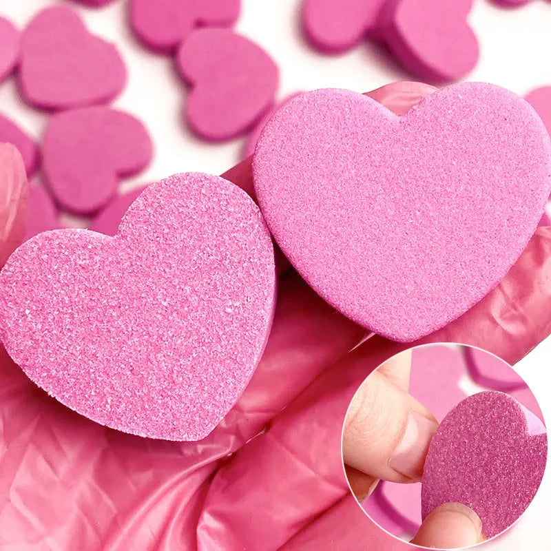 Mini Heart Shape Nail File Washable Sponge Polishable Two-sided Cute Qme
