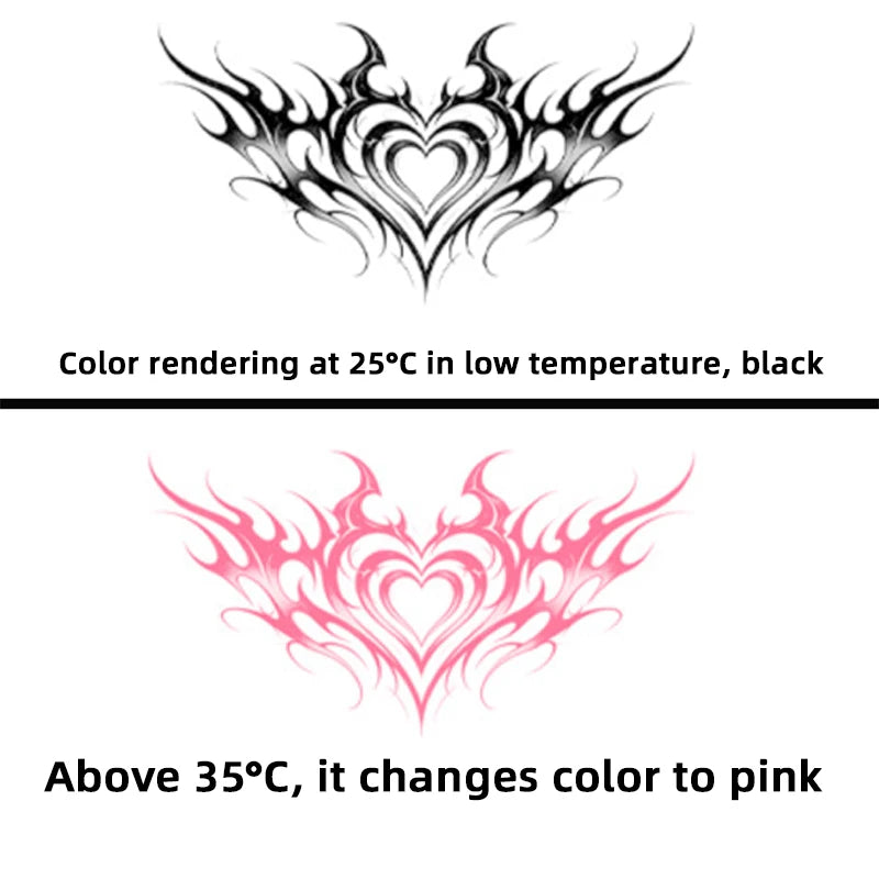 Sexy and charming body temperature-changing tattoo sticker, waterproof and sweatproof, realistic tattoo on the abdomen and chest Qme