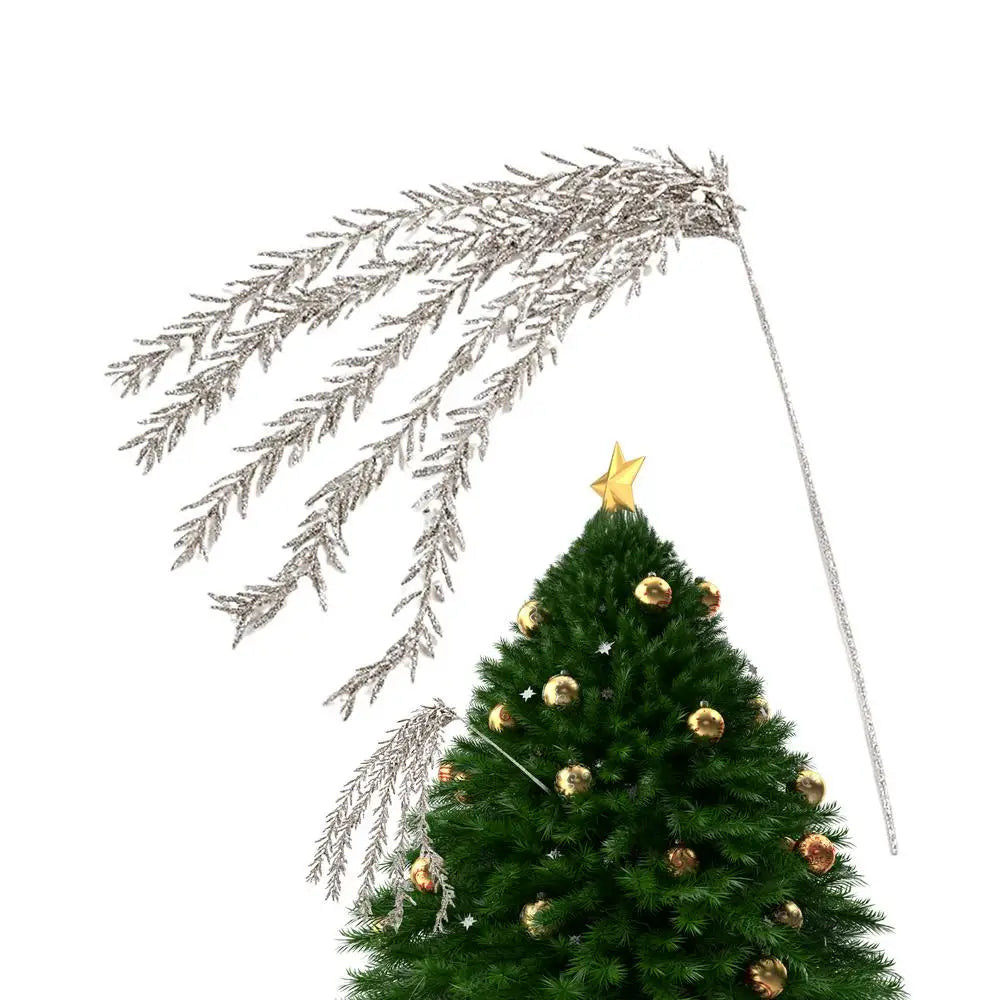 Christmas Picks Tree Glitter Branches Decorations Greenery Crafts Qme willow leaves China Mainland