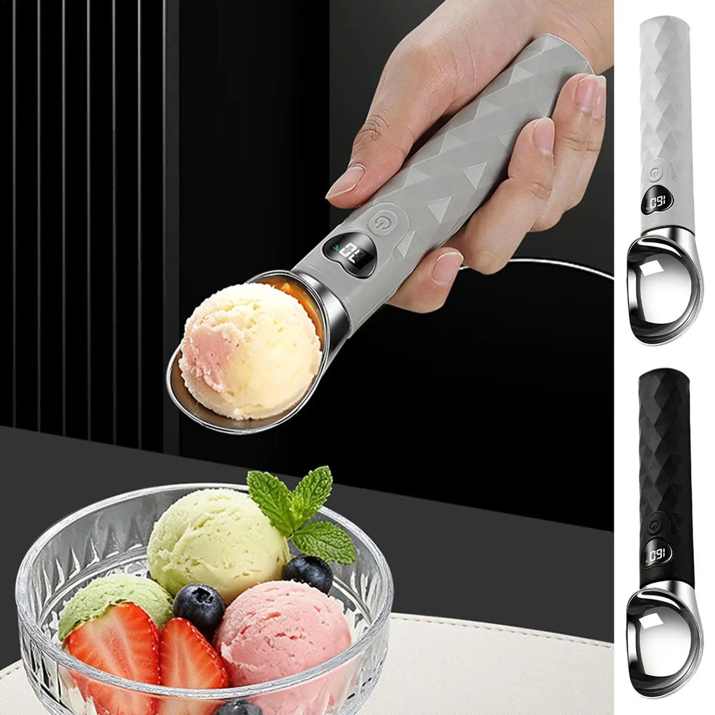 Heated Ice Cream Scoop Waterproof LED Display Portable Spoons Seniors Qme