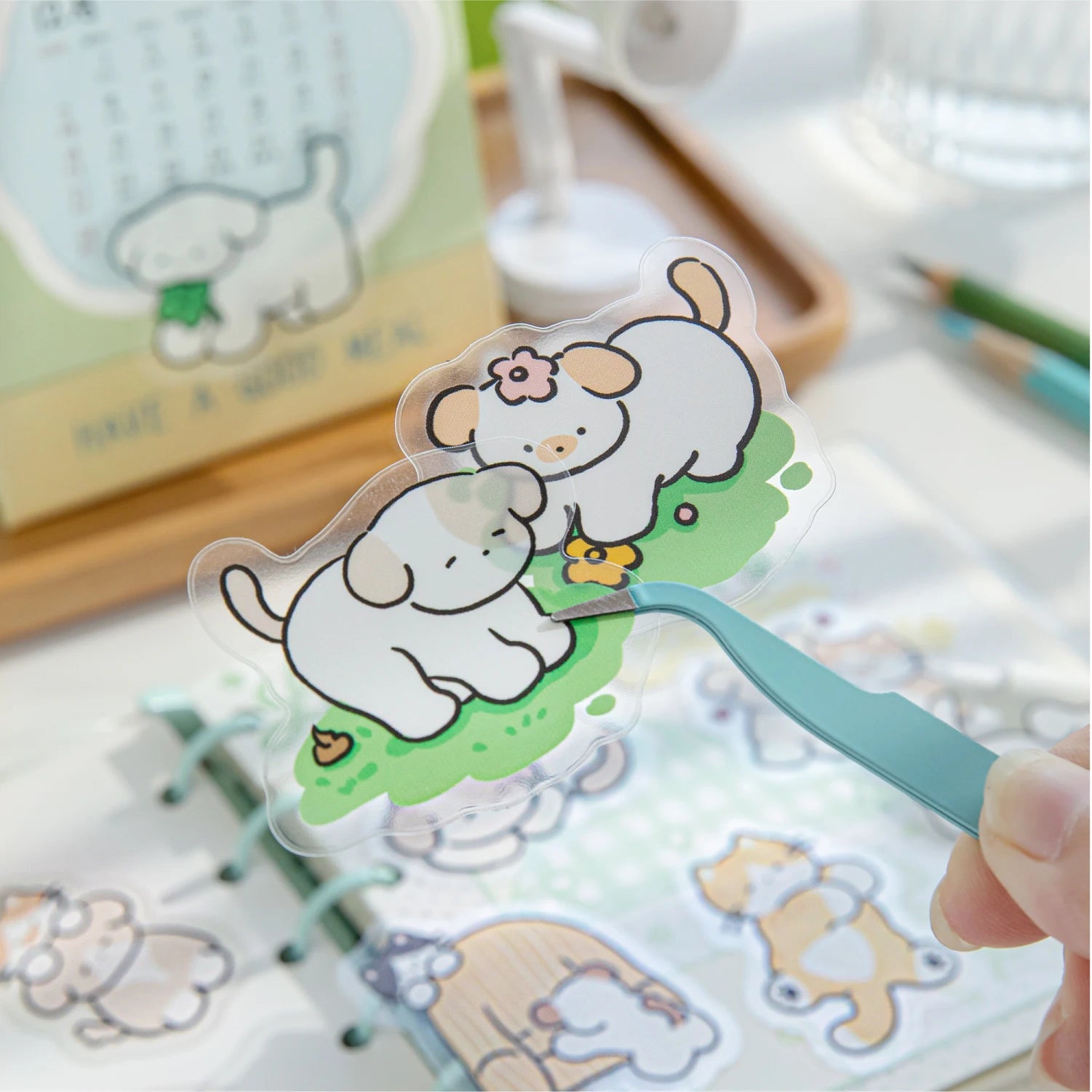 80 Sheets/4Bag Cute Pet Life Theme PET White Ink Stickers, Suitable for DIY, Scrapbooking, Phone Cases, Notebooks & Other Decor Qme