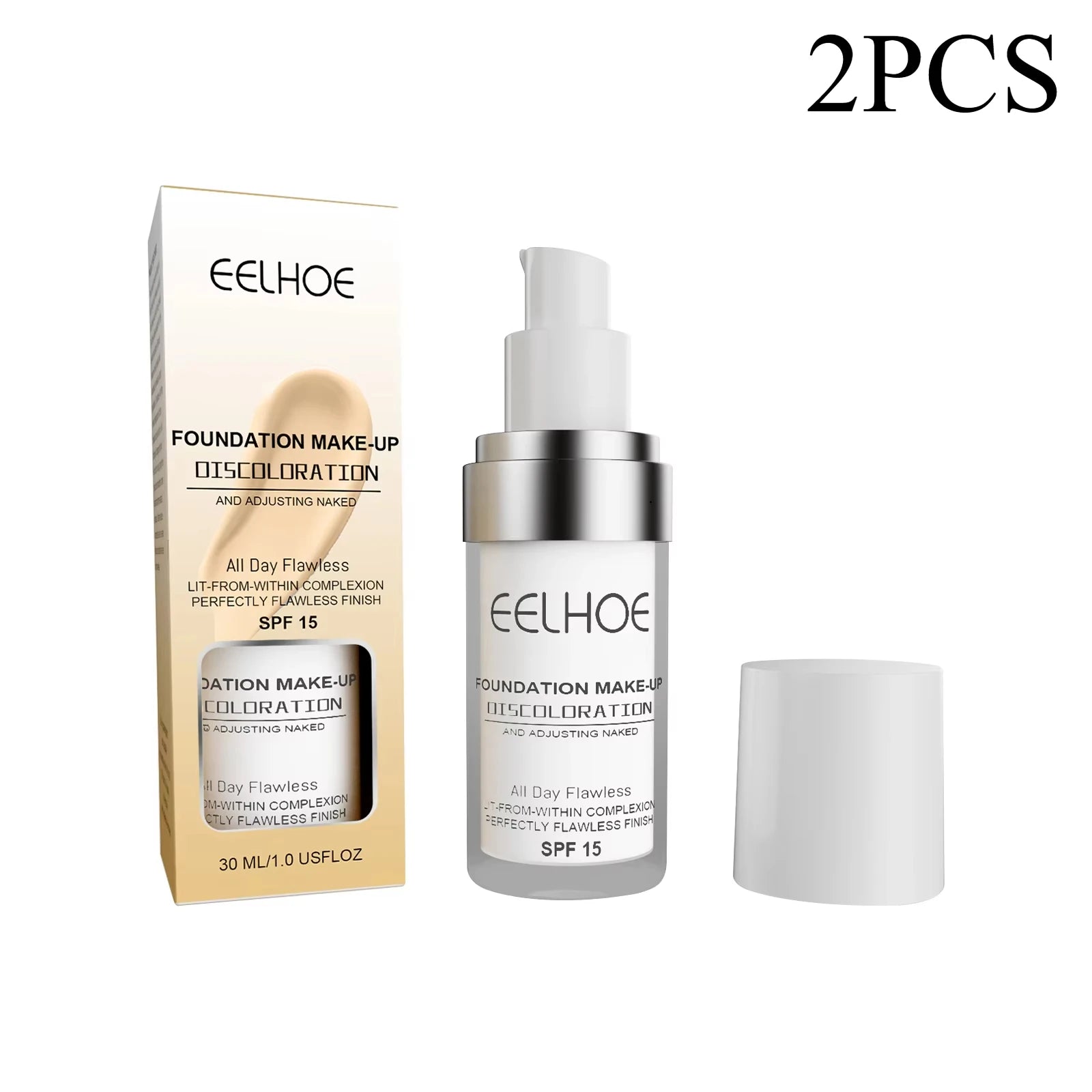 EELHOE Color Changing Liquid Foundation Moisturizing Waterproof No Creasing No Separation Concealer Makeup Products Wholesale Qme 2pcs