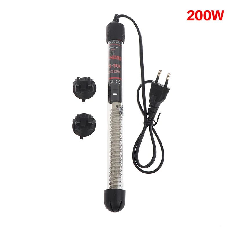 EU Plug Adjustable Temperature Thermostat Heater Rod Glass Aquarium Heater 25-300W Submersible Fish Tank Water Heating Rod Qme EU 200W