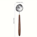 Walnut Wood Coffee Scoop Stainless Steel Long Handle Measuring Spoon Qme Silvery-L-25ml