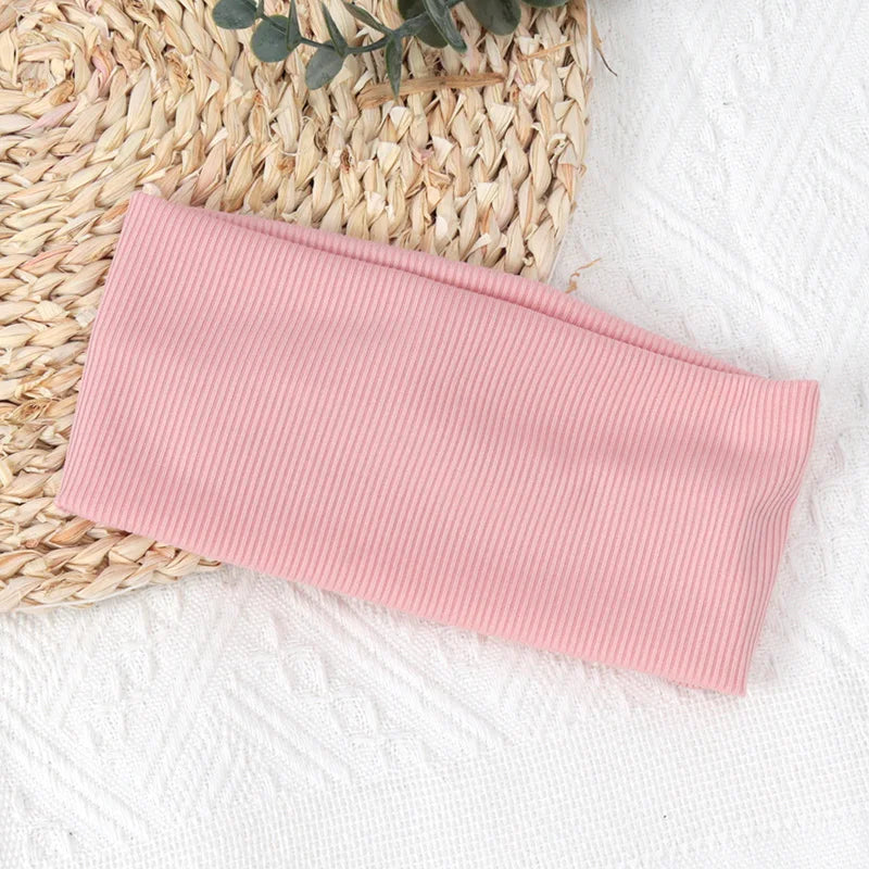 Elastic Solid Hair Bands Women Men Hairband Running Fitness Sports Qme Pink One Size