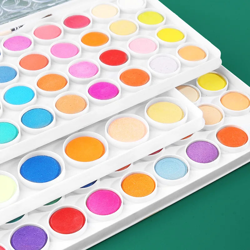12/16/28/36/48 Colors Portable Solid Watercolor Paint Set Art Supplies for Amateur Hobbyists Painting Lovers Art Drawing Tools Qme