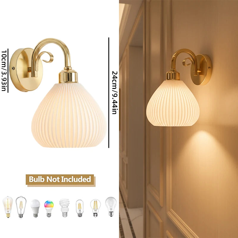 Modern Simple Soft Style Wall Lamp Metal Body Gold Color Bedroom Decor Sconce Light LED Acrylic Lampshade Corridor Wall Lustre Qme Gold