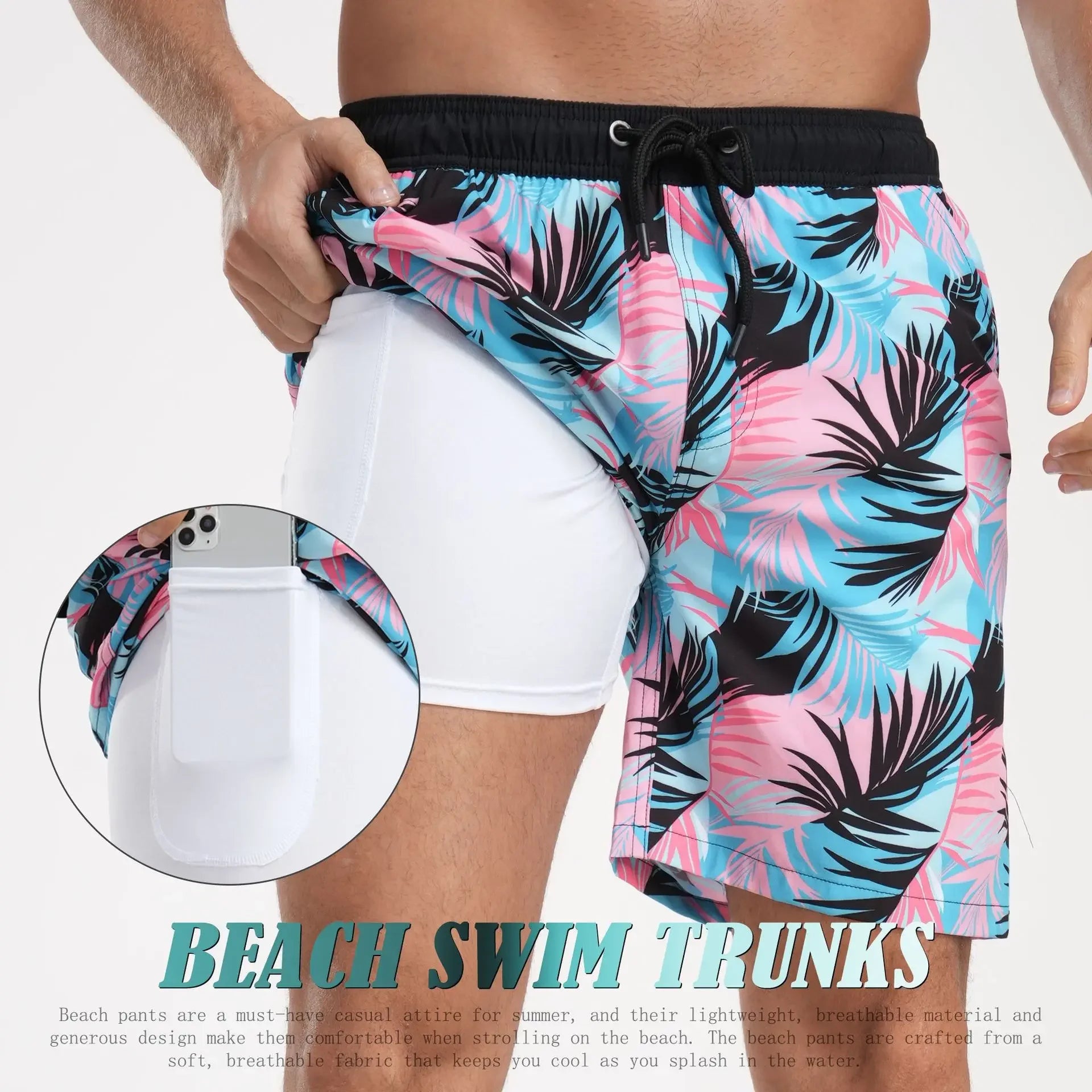 Men's Casual Large Size Beach Pants Corner Milk Silk Inner Street Clothing Breathable Soft Casual Daily Streetwear Short Men Qme