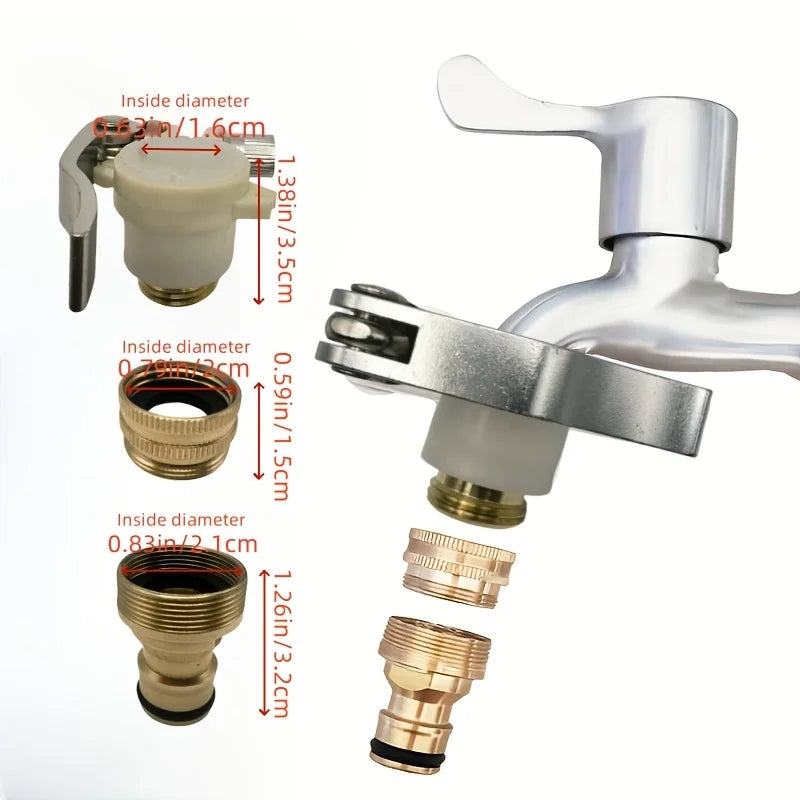 Universal Garden Hose Tap Adapter Sturdy Faucet Connector Water Pipe Fitting Tool Outdoor Watering System Easy Install Connect Qme