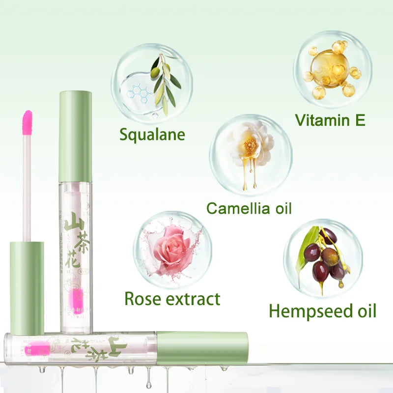 Camellia Magic Color Changing Hydrating Lip Glow Oil, With Plant Squalane,Moisturizing & Nourishing,Long-Lasting, Non-Sticky Qme