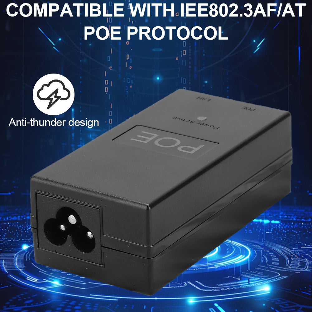 2pcs 24V 48V Desktop POE Power Injector Ethernet Adapter for Surveillance CCTV IP Camera Power Supply with Security Protection Qme