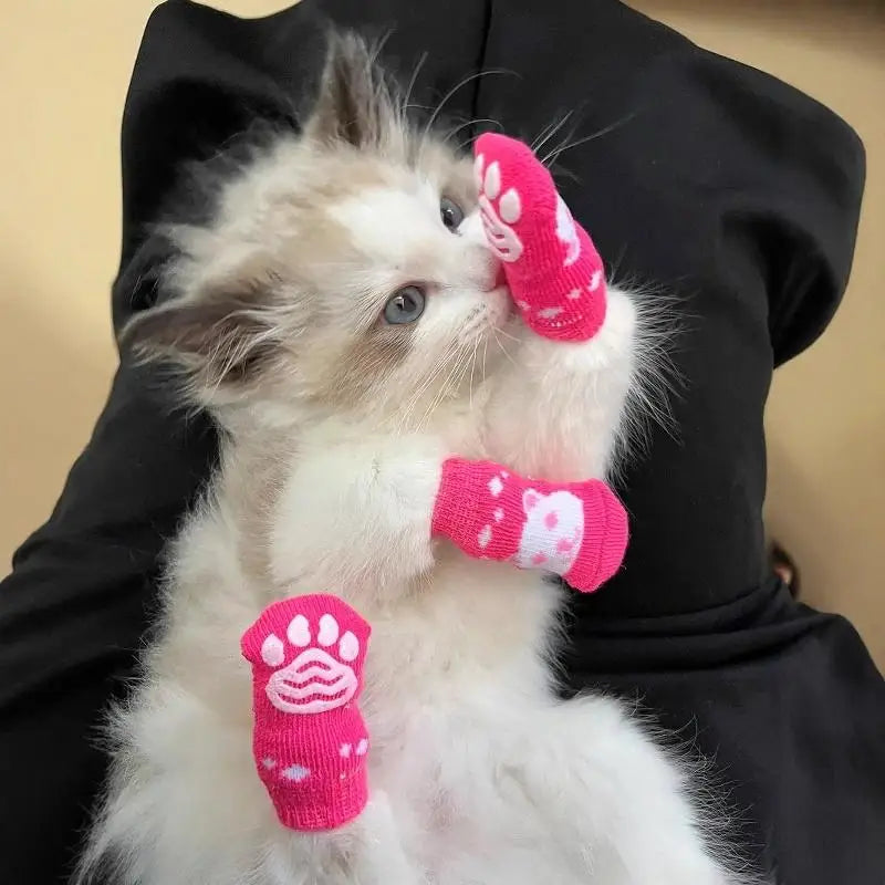 Cartoon Pet Cat Dog Floor Anti-slip Socks Prevent Scratching Dirt Qme