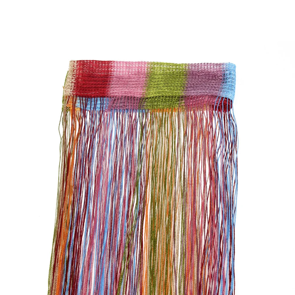100x200cm String Curtain Multi-Color Wall Panel Fringe Window Room Divider Tassel Screen for Home Door Curtain Decor Qme