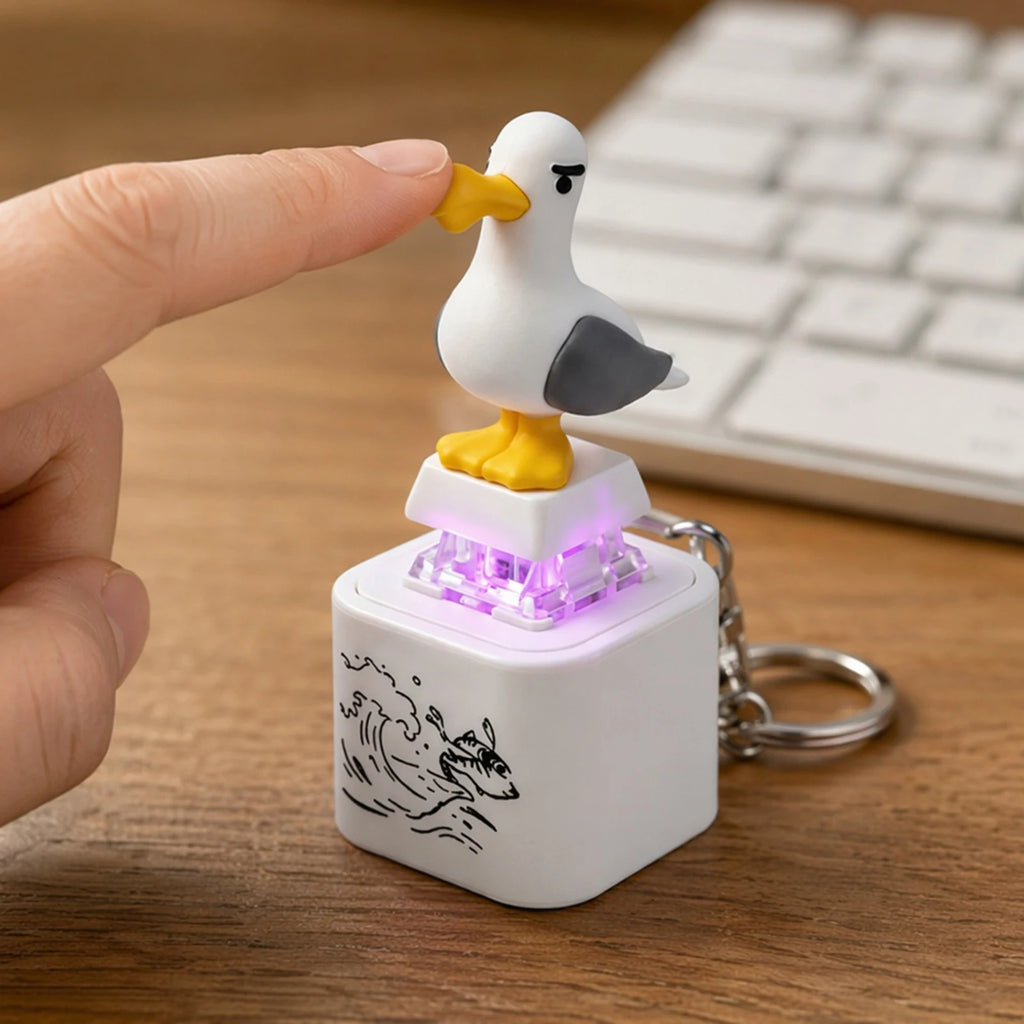 1/2PCS Seagull Button Keychain Animal Pendant Decorations Fun Fidget Clicker Toy for Office Desk Stress Relief Decompression Qme