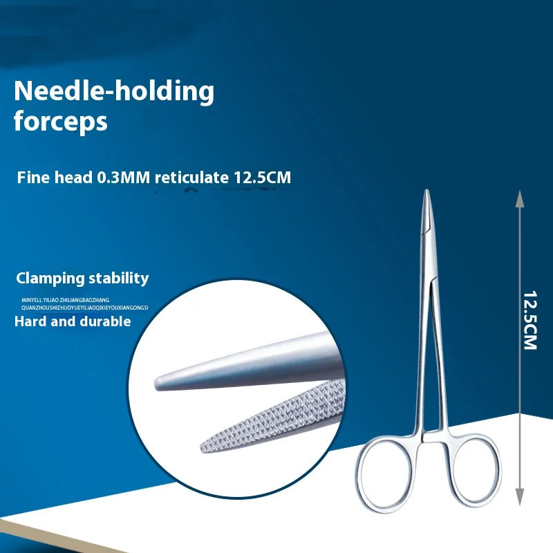 Medical Stainless Steel Needle Holding Forceps Gold Handle Thick Head Qme d